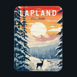 Magnet Flexible Lapland Finlande Travel Art Vintage<br><div class="desc">Conception de déplacement vectoriel rétro de la Laponie. La Laponie est la région la plus septentrionale de la Finlande,  connue pour son vaste territoire subarctique,  ses stations de ski et ses phénomènes naturels.</div>
