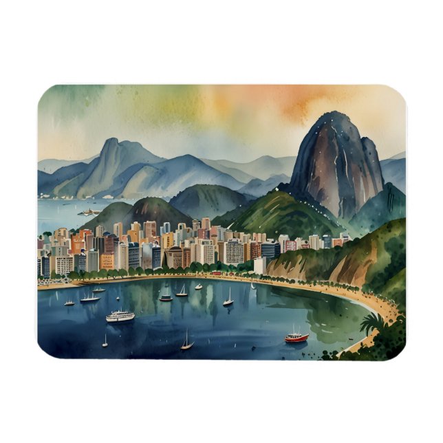 Magnet Flexible L'aquarelle de Rio de Janeiro (Horizontal)