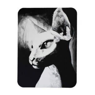 Magnet Flexible L'art chauve de blanc de noir d'animal familier de
