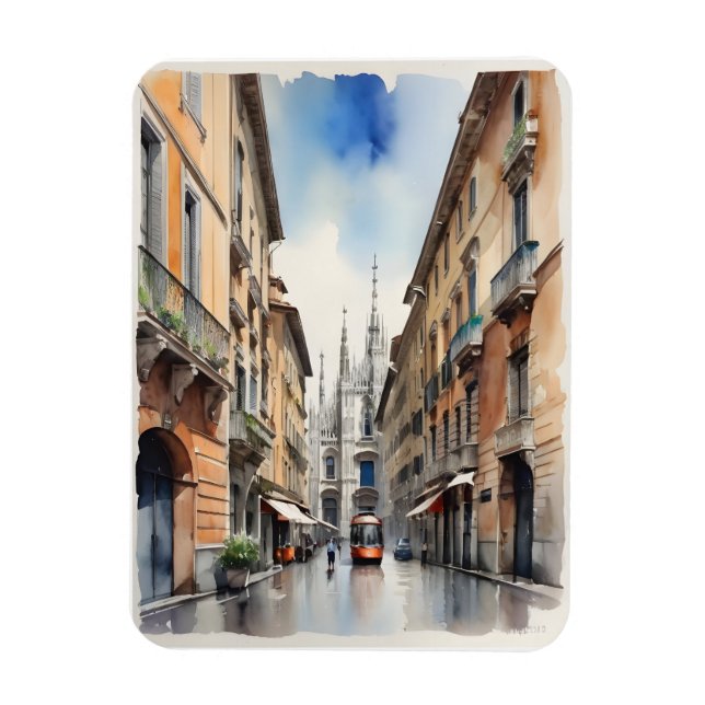 Magnet Flexible L'art de l'aquarelle à Milan (Vertical)