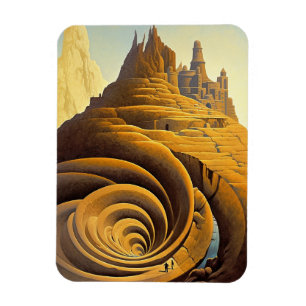 Magnet Flexible L'art Imaginaire de Surreal Mountain City