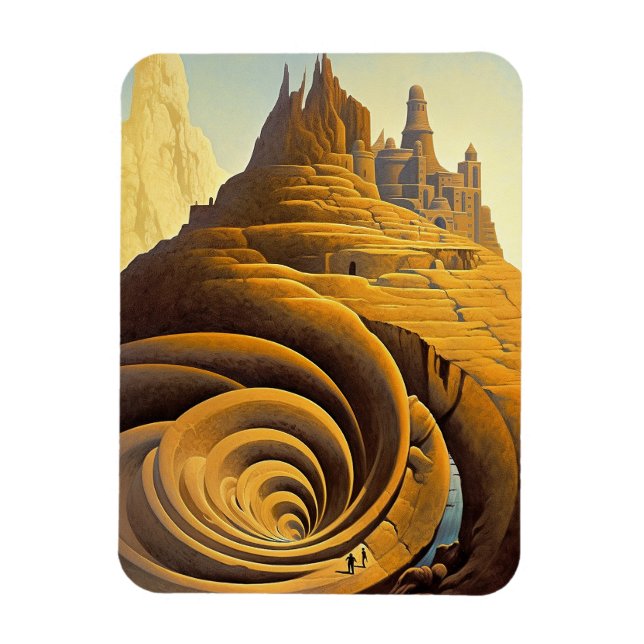 Magnet Flexible L'art Imaginaire de Surreal Mountain City (Vertical)