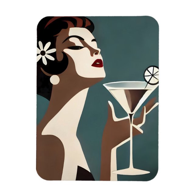 Magnet Flexible L'art moderne du milieu du siècle La DIva Martini (Vertical)
