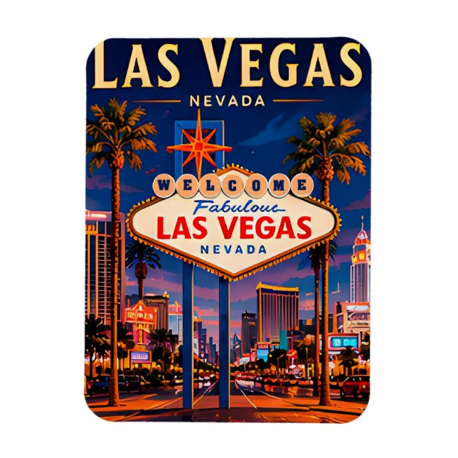 Magnet Flexible 🎰 Las Vegas Nevada Strip Et Skyline (Vertical)