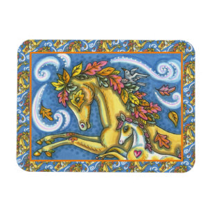 MAGNET FLEXIBLE L'AUTOMNE COLORÉE PARTE SUR LE CHEVAL ET LE COLT W