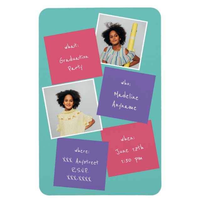 Magnet Flexible Lavande d'invitation de diplôme de photographie Wh (Vertical)