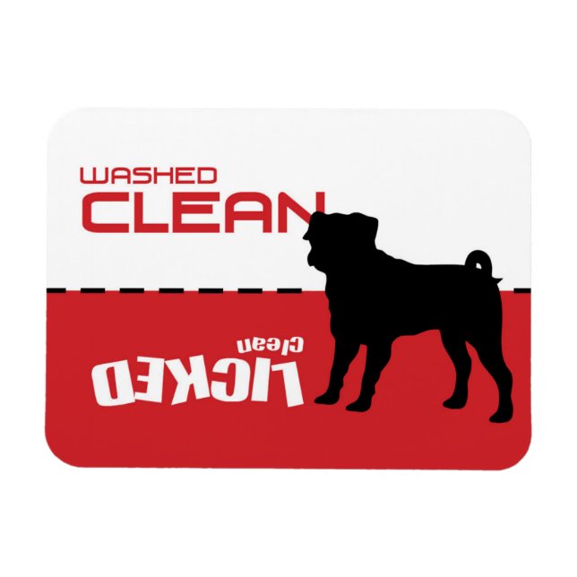 Magnet Flexible Lave-vaisselle de chien de carlin - Lait propre (Horizontal)