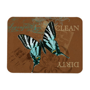 Magnet Flexible Lave-vaisselle sale propre vintage de papillon