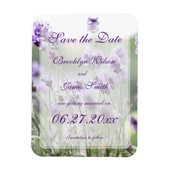 Magnet Flexible Lavender Bohemian Wedding Enregistrer La Date Magn (Vertical)