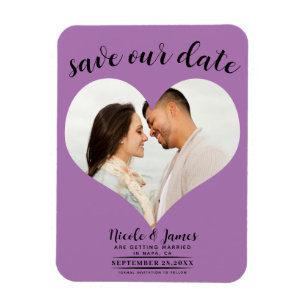 Magnet Flexible Lavender Lilac Coeur photo mariage Enregistrer la