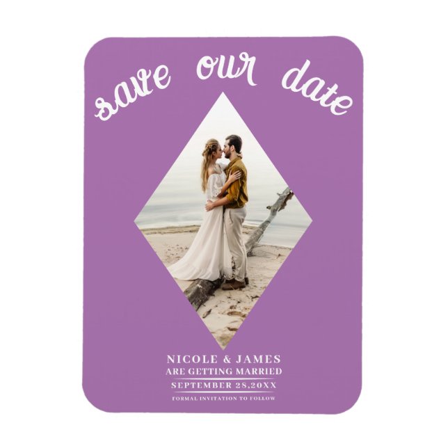 Magnet Flexible Lavender Lilac Diamond photo mariage Enregistrer l (Vertical)