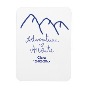 Magnet Flexible L'aventure attend le cœur de la montagne bleue ajo