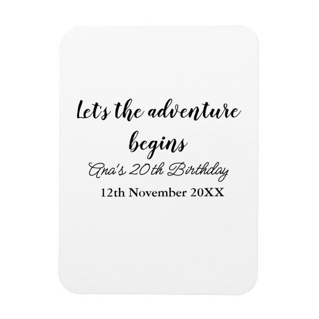 Magnet Flexible l'aventure commence 20e anniversaire ajouter nom d (Vertical)