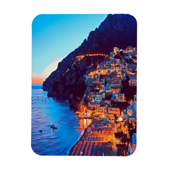Magnet Flexible ldp POSITANO Côte Amalfi - coucher de soleil pris  (Vertical)