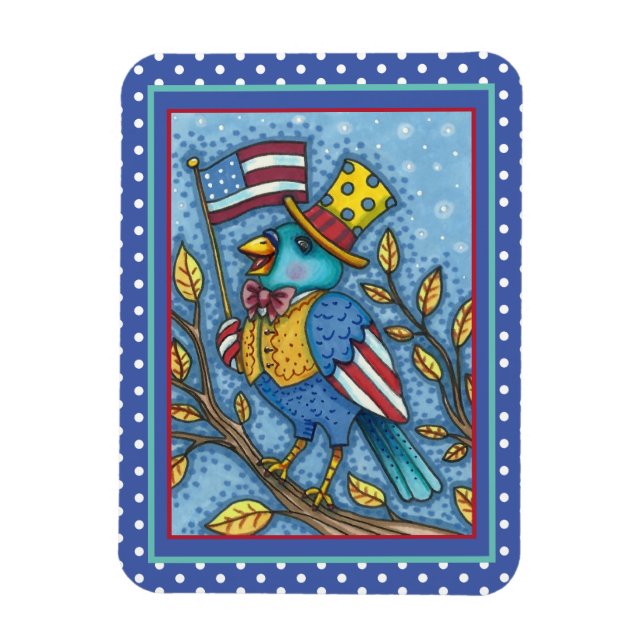 MAGNET FLEXIBLE LE 4 JUILLET, TWEET DE BLUEBIRD, AMERICAN FLAG USA (Vertical)