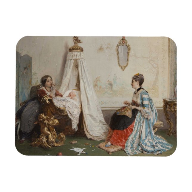 Magnet Flexible Le bébé dort (par Gerolamo Induno) (Horizontal)