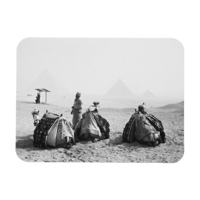 Magnet Flexible Le Caire Égypte, jockeys de chameaux Pyramides de  (Horizontal)