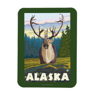 Magnet Flexible Le caribou de l'Alaska en Vintage voyage sauvage