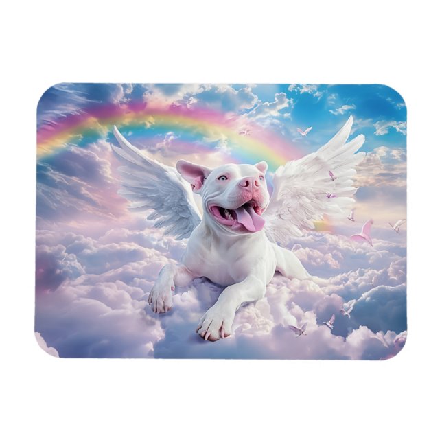 Magnet Flexible Le Chien blanc Angel du Pont Arc en Ciel (Horizontal)