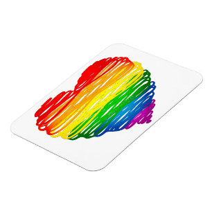 Magnet Flexible Le cœur arc-en-ciel de SlipperyJoe griffonné tourb