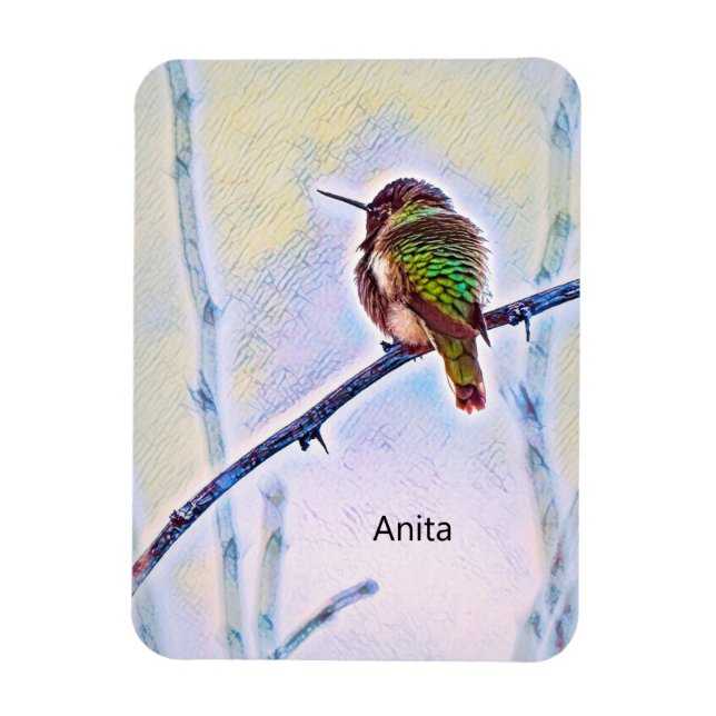 Magnet Flexible Le colibri d'Anna sur les couleurs pastel (Vertical)