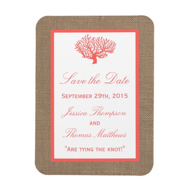 Magnet Flexible Le Corail Sur Burlap Boho Beach Wedding Collection (Vertical)
