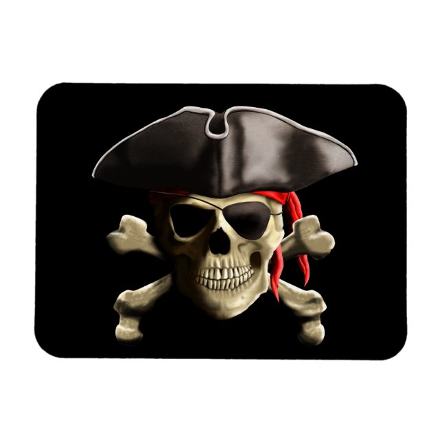 Magnet Flexible Le crâne du Jolly roger pirate (Horizontal)