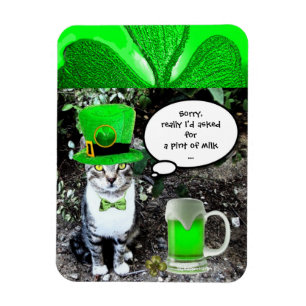 MAGNET FLEXIBLE LE JOUR DE SAINT PATRICK CAT WITH GREEN IRISH