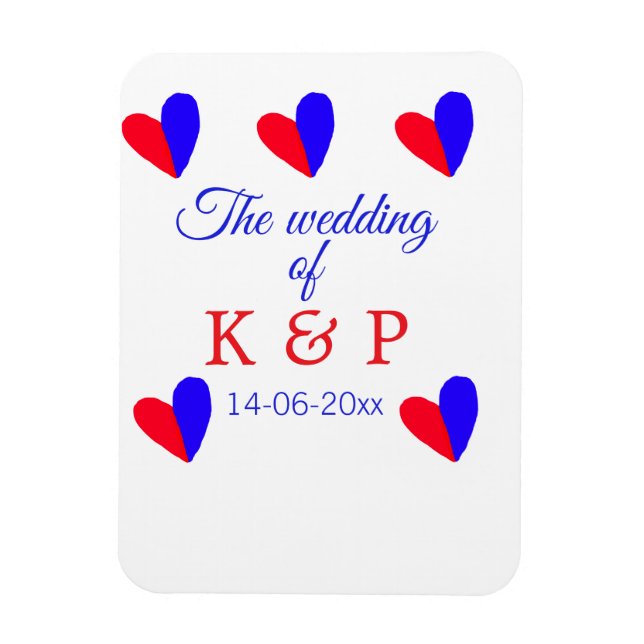 Magnet Flexible Le mariage du couple nom initiale lettre date (Vertical)