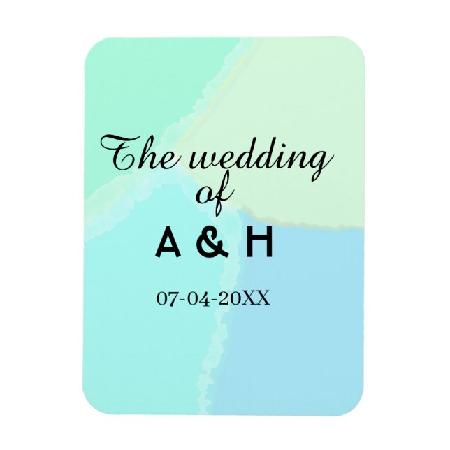 Magnet Flexible Le mariage du nom de couple lettre initiale date (Vertical)