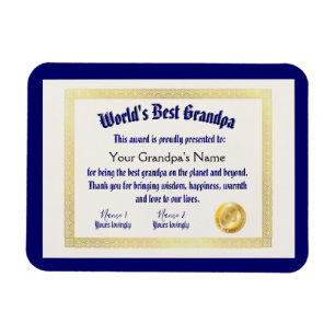 Magnet Flexible Le meilleur certificat grand-père du monde Funny m