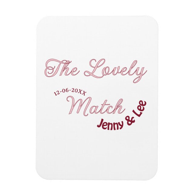 Magnet Flexible le nom de date rose doux mariage ret (Vertical)