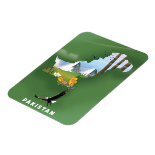 Magnet Flexible Le Pakistan a illustré une carte de voyage.
