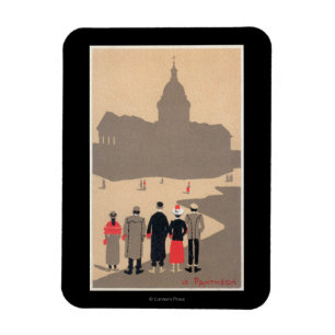 Magnet Flexible Le Panthéon Art Déco Scène Paris, France