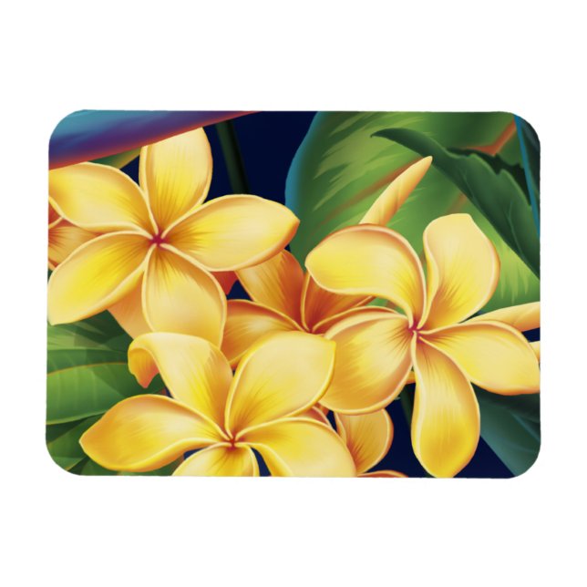 Magnet Flexible Le paradis tropical La Plumeria hawaïenne (Horizontal)