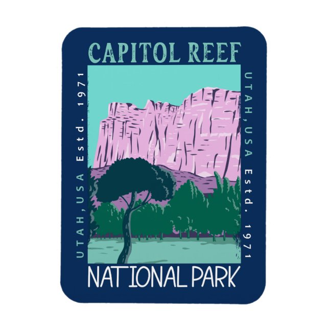 Magnet Flexible Le Parc National Capitol Reef Utah Distress Retro (Vertical)
