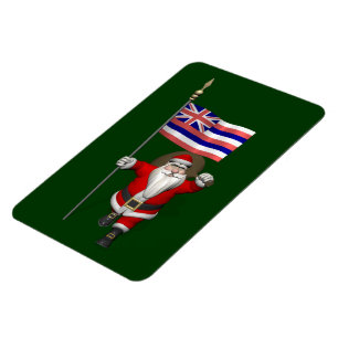 Magnet Flexible Le Père Noël Avec L'Ensigne D'Hawaï