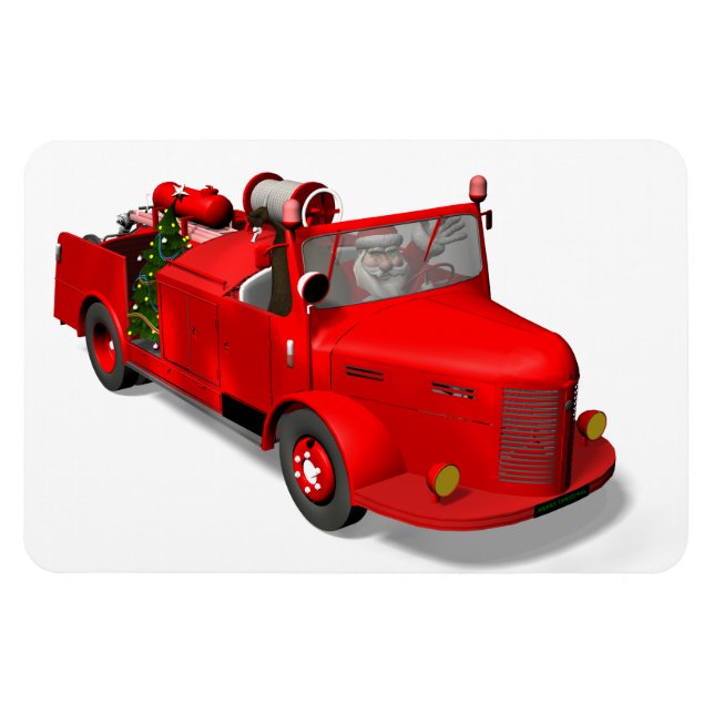 Magnet Flexible Le Père Noël Doux Dans Le Moteur De Feu (Horizontal)