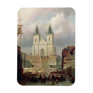 Magnet Flexible Le vieux marché à Prague, 1881 (huile sur le can