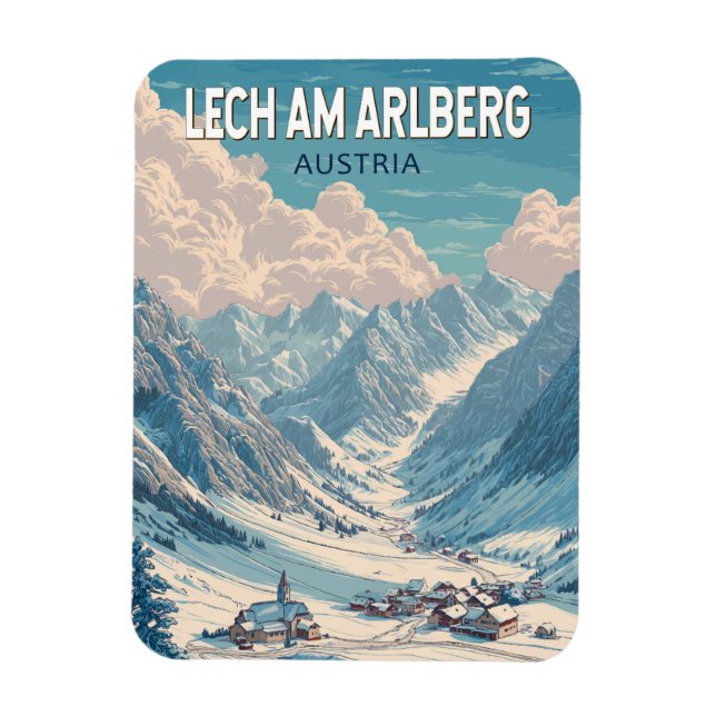 Magnet Flexible Lech am Arlberg Autriche Illustration Travel Art (Vertical)