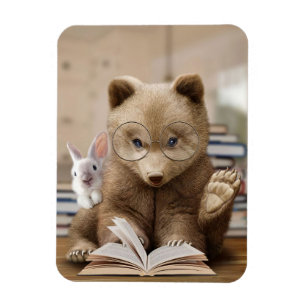 Magnet Flexible Lecteur Ours Cadeaux Et Lapin Lire Livres