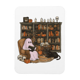 Magnet Flexible Lecture de fantôme Livre amateur de chat Halloween