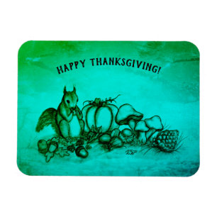 Magnet Flexible L'écureuil en Automne, Bon thanksgiving !