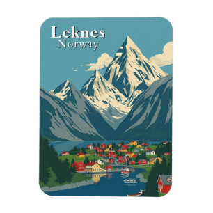 Magnet Flexible Leknes Norvège Souvenir de voyage de montagne