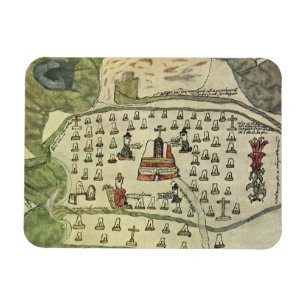 Magnet Flexible L'empire aztèque de Montezuma, carte antique du mo