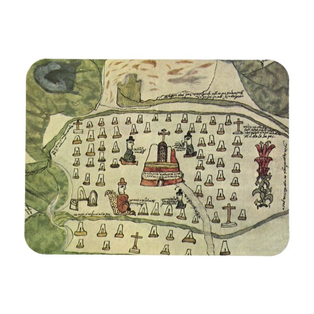 Magnet Flexible L'empire aztèque de Montezuma, carte antique du mo (Horizontal)