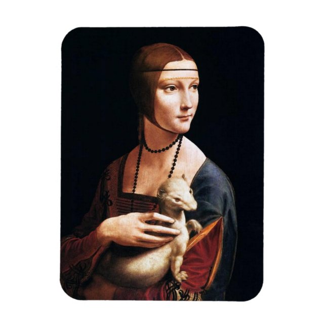 Magnet Flexible Léonard de Vinci Lady avec un aimant à l'hermine (Vertical)