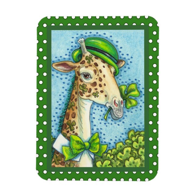 MAGNET FLEXIBLE LEPRECHAUN GIRAFFE, COLORÉ ST. JOUR DE PATRICK (Vertical)