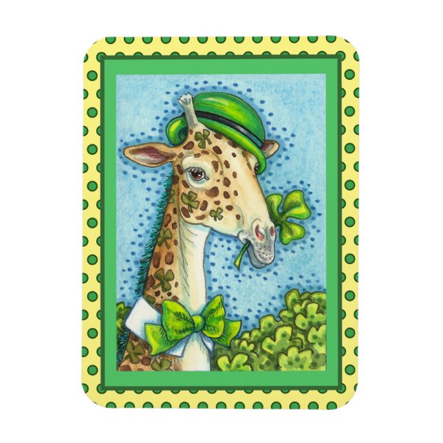 MAGNET FLEXIBLE LEPRECHAUN GIRAFFE, COLORFUL ST. PATRICK'S DAY (Vertical)