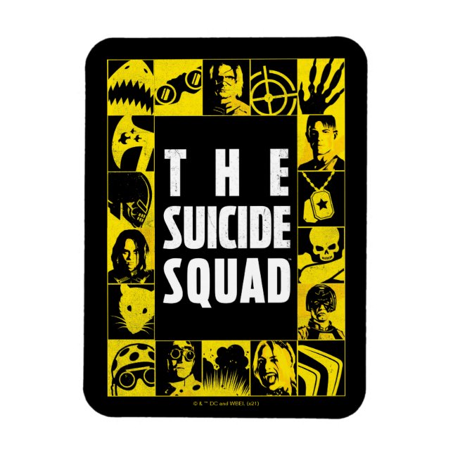 Magnet Flexible L'équipe du suicide | Blocs d'icônes jaune et noir (Vertical)
